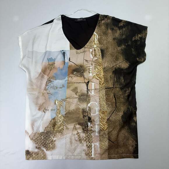 NELLY Tops - NELLY V-Neck Top Size 1 Multicolored Graphic Print